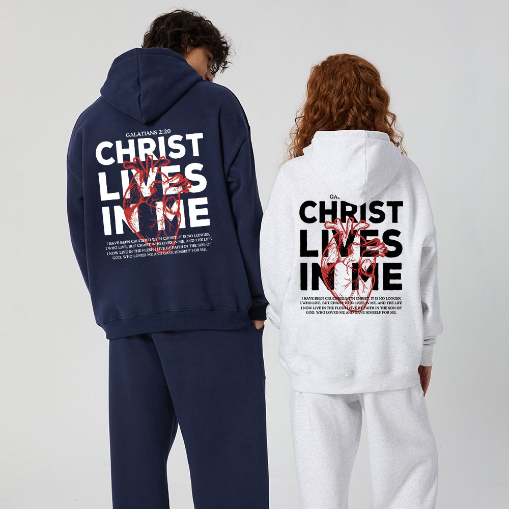 Christ Lives In Me Christian Fleece Hoodie Set