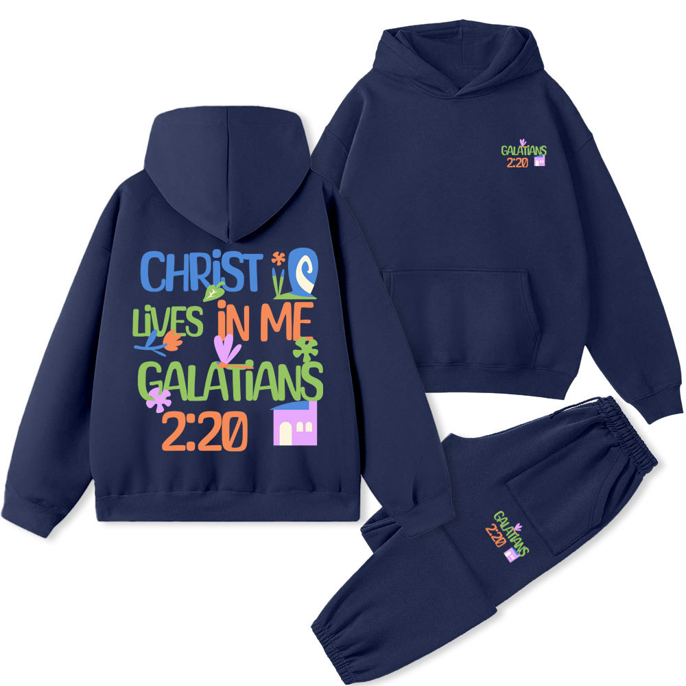 Christ Lives In Me Christian Premium Matching Fleece Hoodie Set