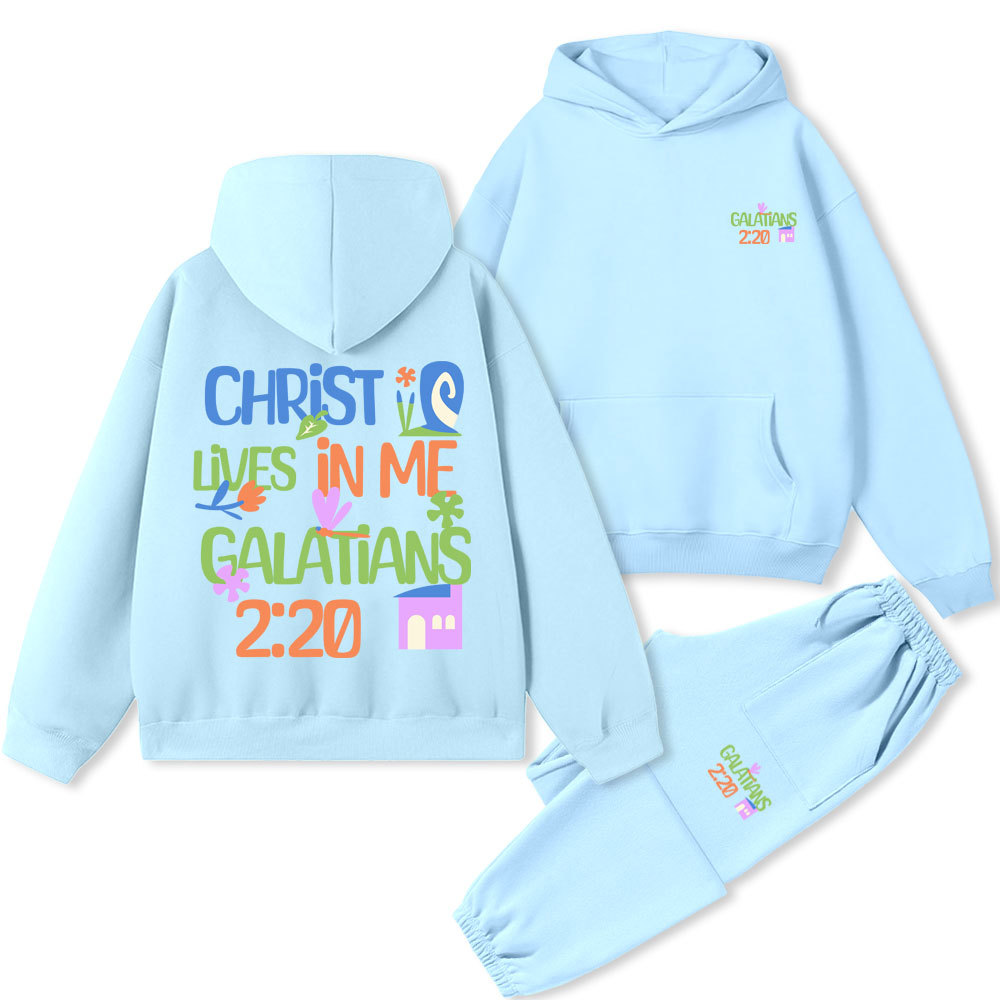 Christ Lives In Me Christian Premium Matching Fleece Hoodie Set