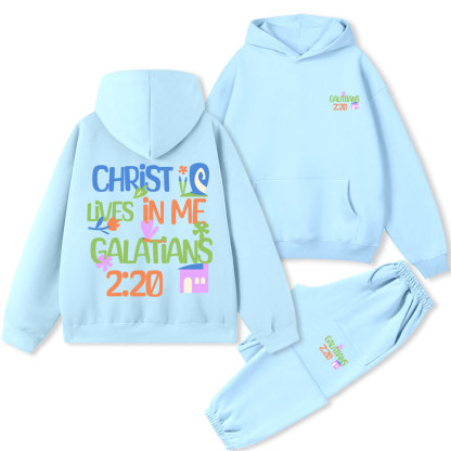 Christ Lives In Me Christian Premium Matching Fleece Hoodie Set
