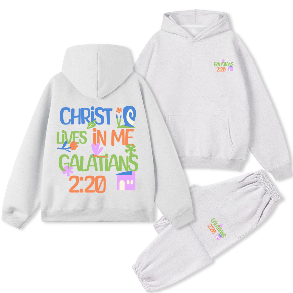 Christ Lives In Me Christian Premium Matching Fleece Hoodie Set