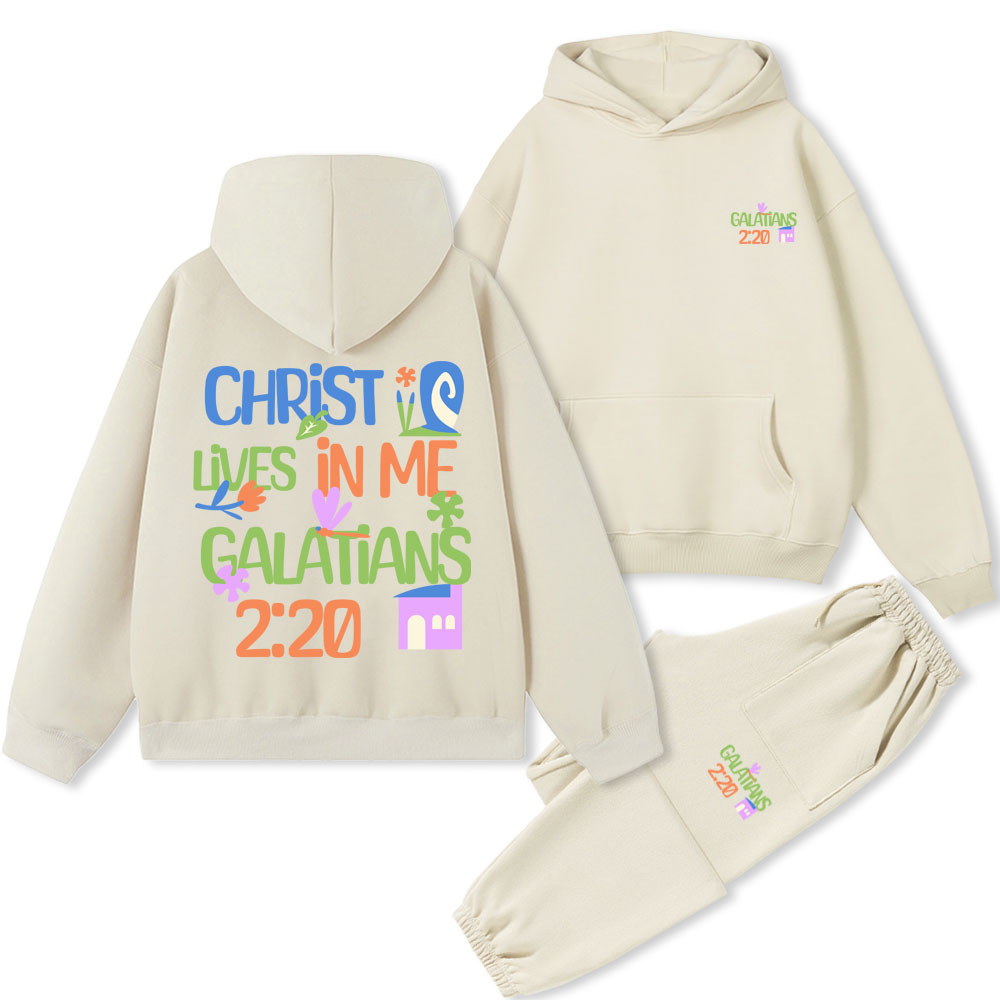 Christ Lives In Me Christian Premium Matching Fleece Hoodie Set