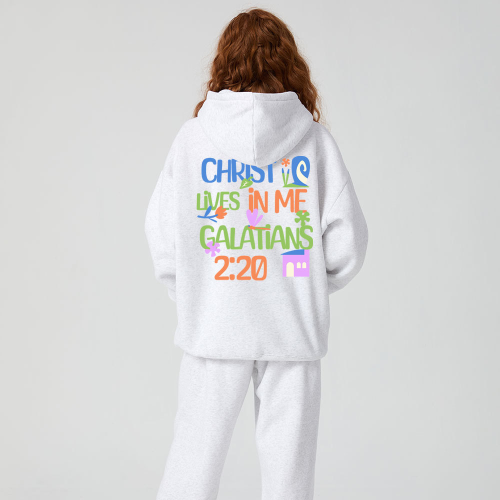Christ Lives In Me Christian Premium Matching Fleece Hoodie Set