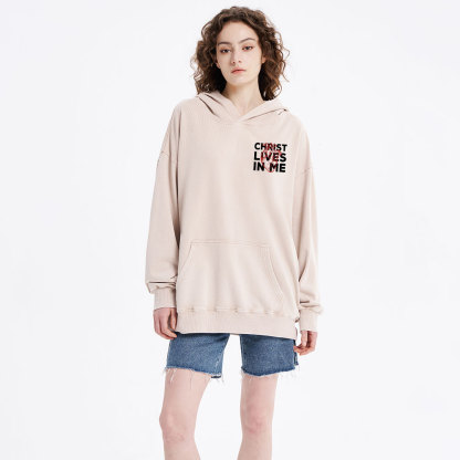 Christ Lives In Me Christian Washed Hoodie