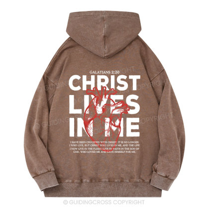 Christ Lives In Me Christian Washed Hoodie