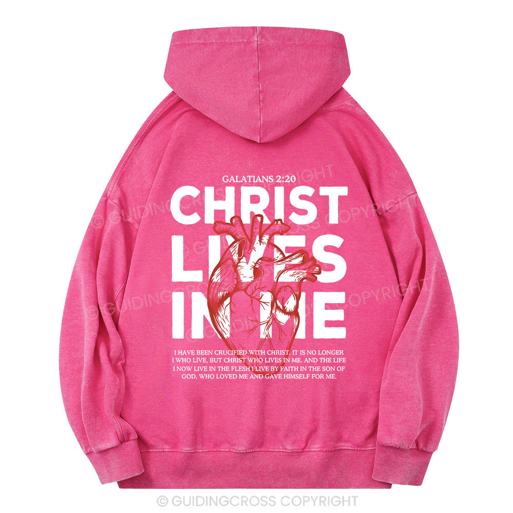 Christ Lives In Me Christian Washed Hoodie
