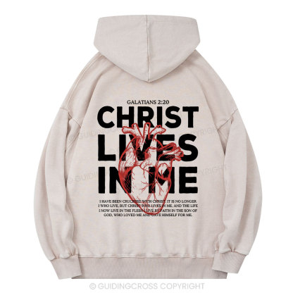 Christ Lives In Me Christian Washed Hoodie