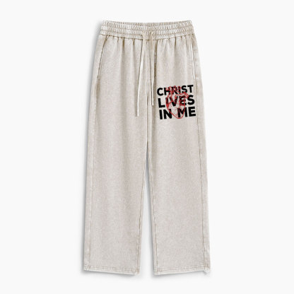 Christ Lives In Me Christian Washed Sweatpants