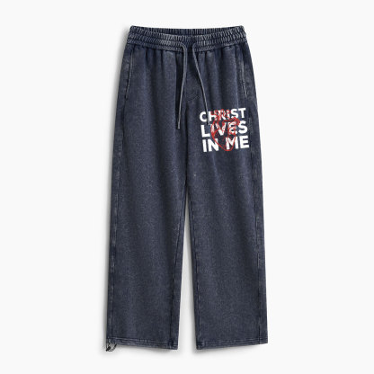 Christ Lives In Me Christian Washed Sweatpants
