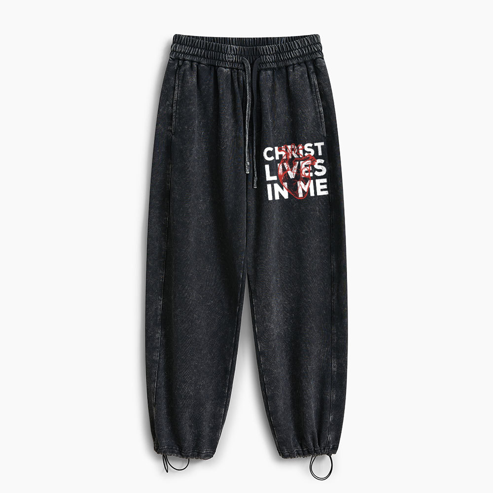 Christ Lives In Me Christian Washed Sweatpants