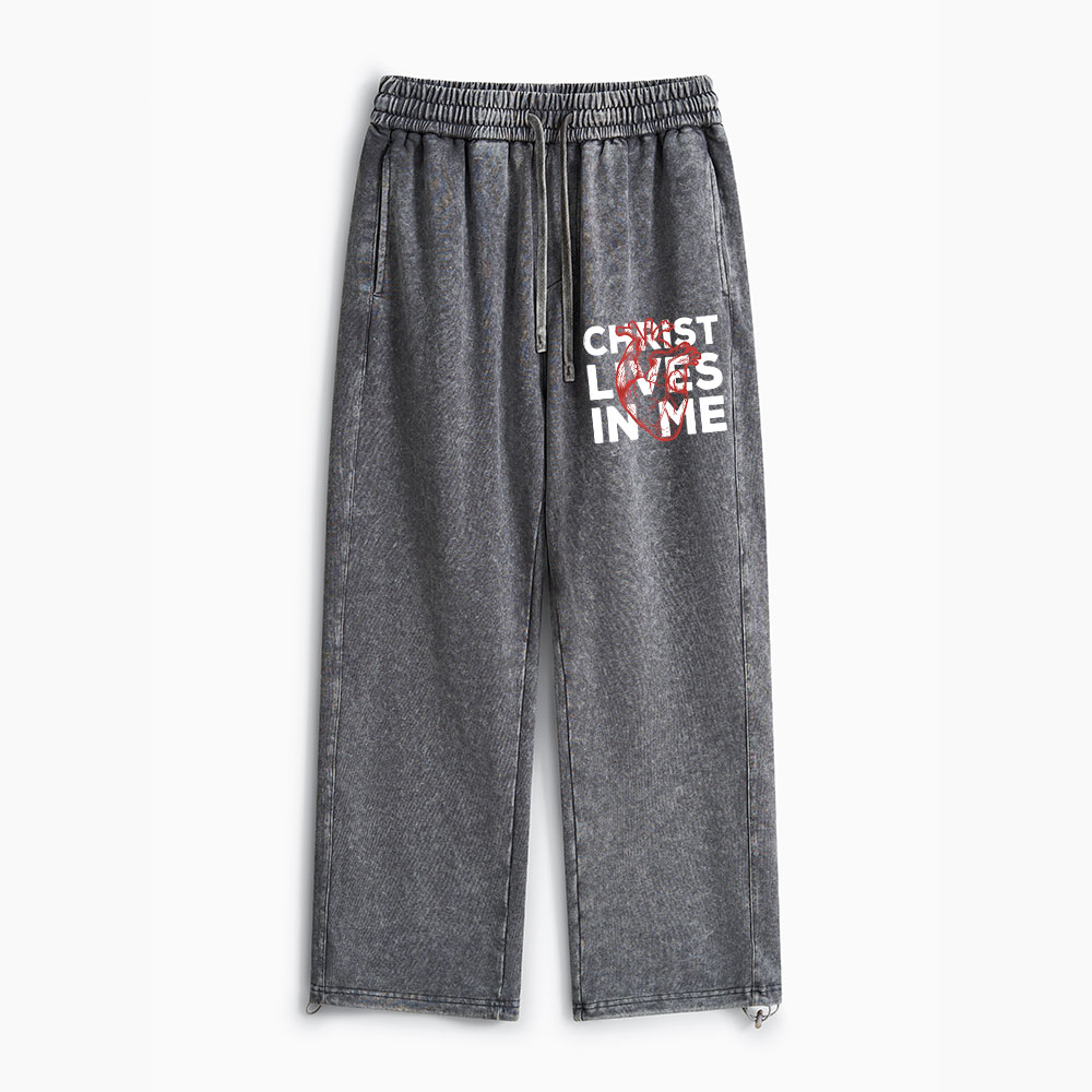 Christ Lives In Me Christian Washed Sweatpants