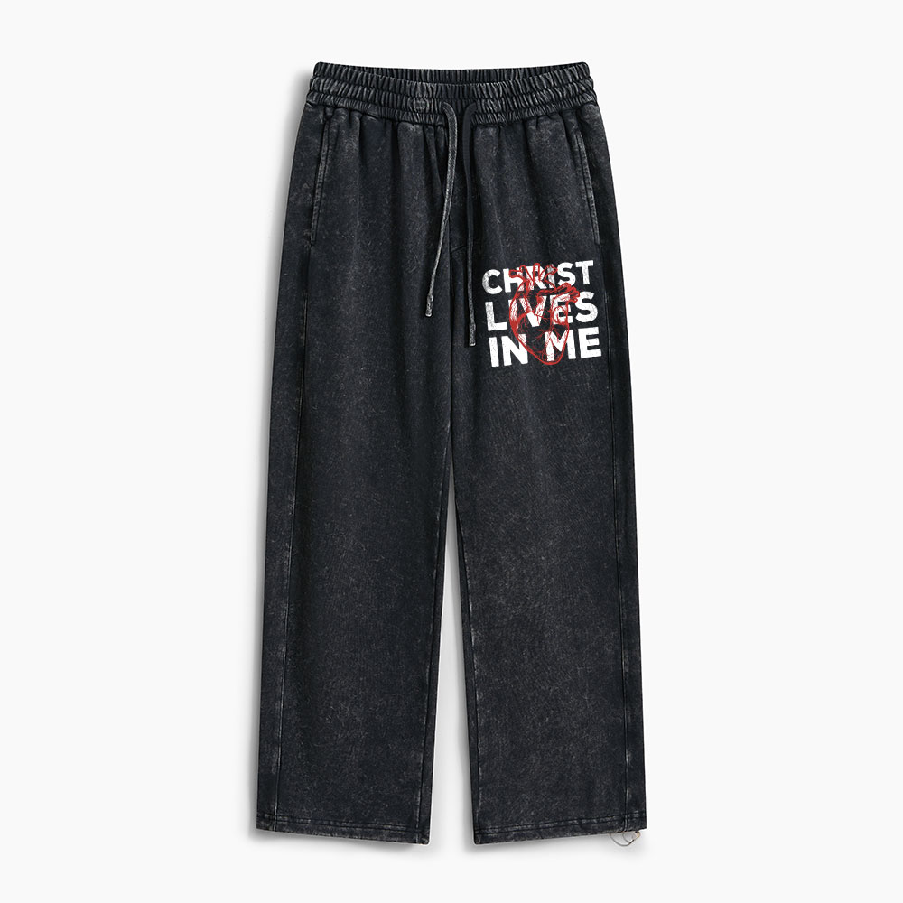 Christ Lives In Me Christian Washed Sweatpants