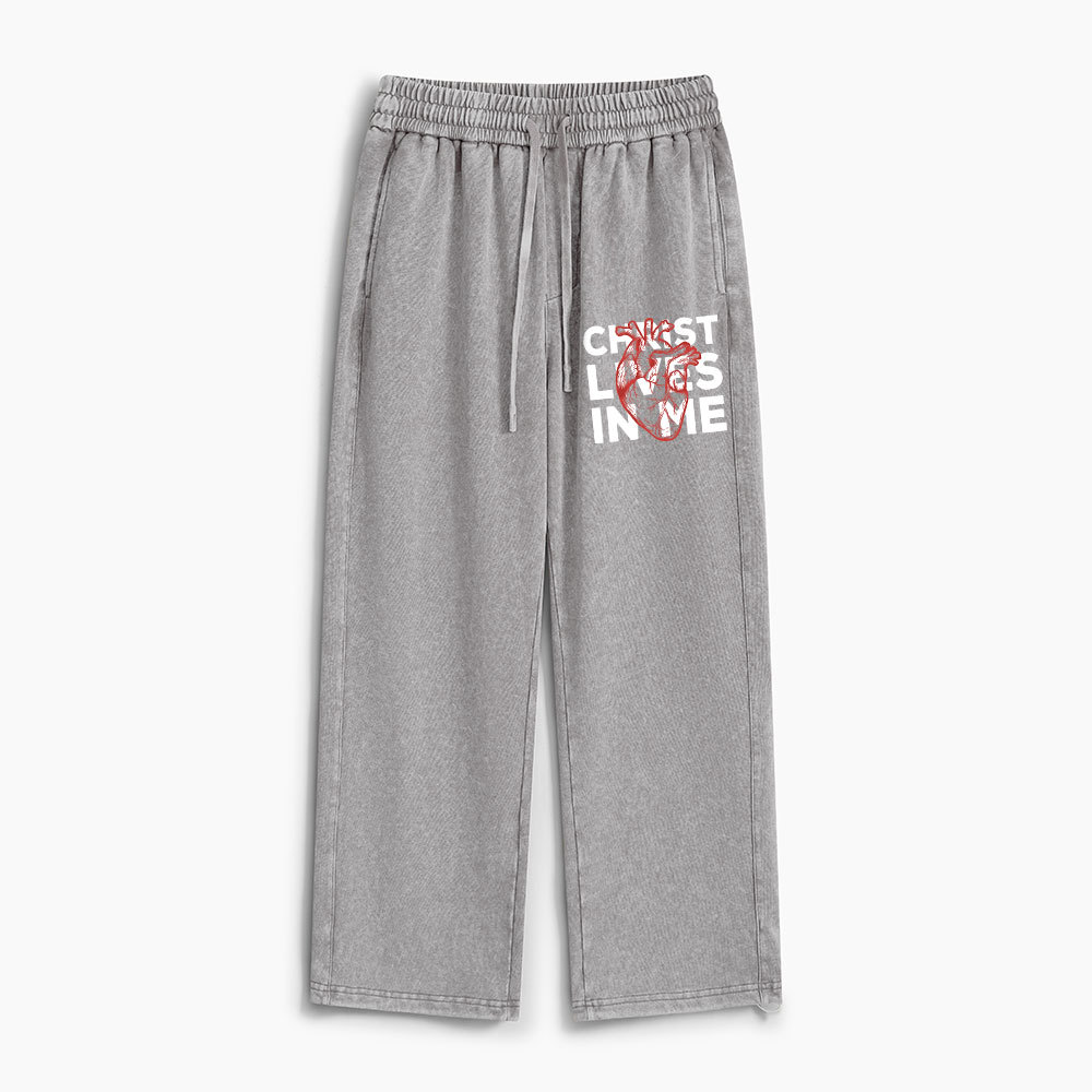 Christ Lives In Me Christian Washed Sweatpants