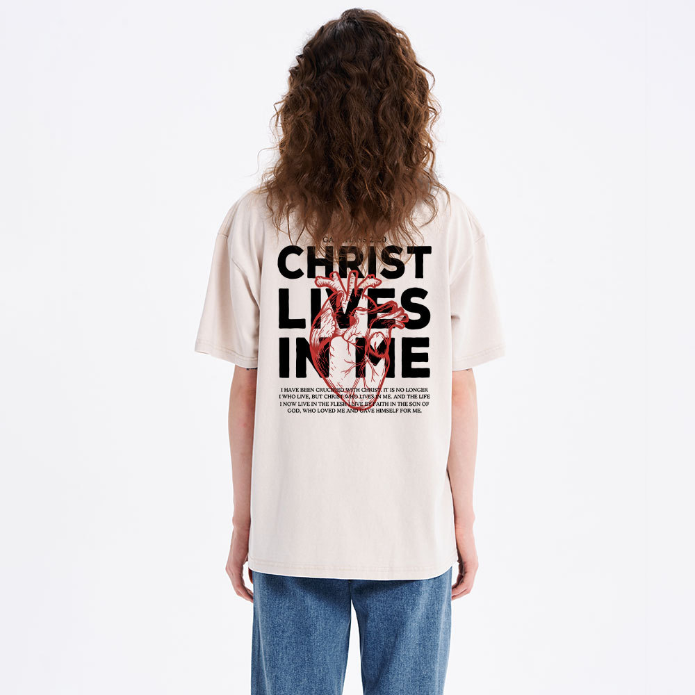 Christ Lives In Me Christian Washed T-Shirt