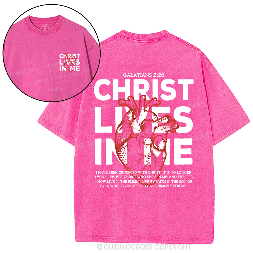 Christ Lives In Me Christian Washed T-Shirt
