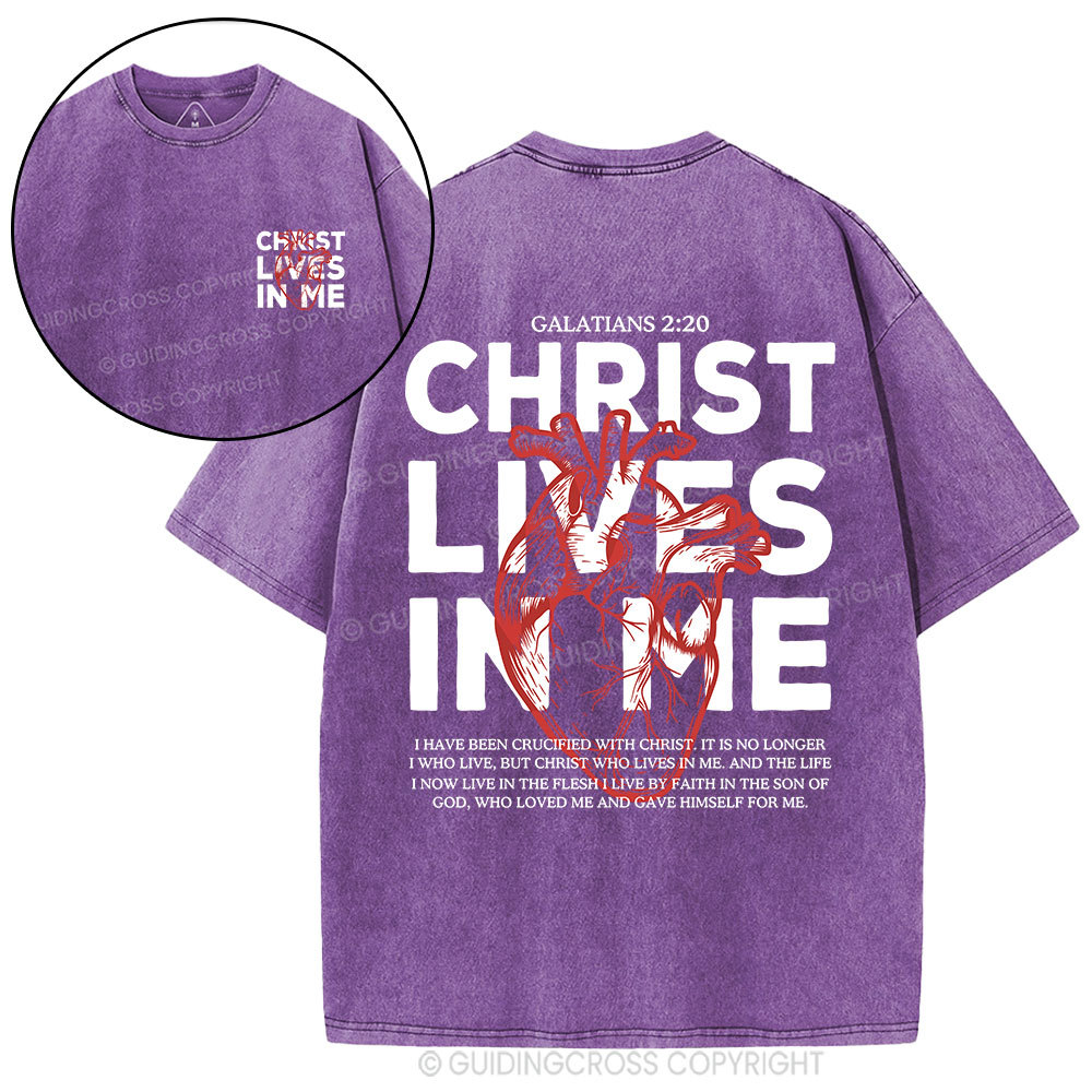 Christ Lives In Me Christian Washed T-Shirt