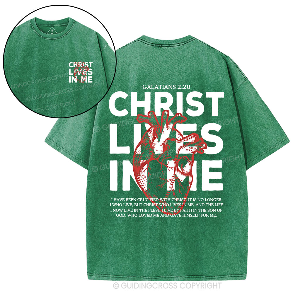 Christ Lives In Me Christian Washed T-Shirt