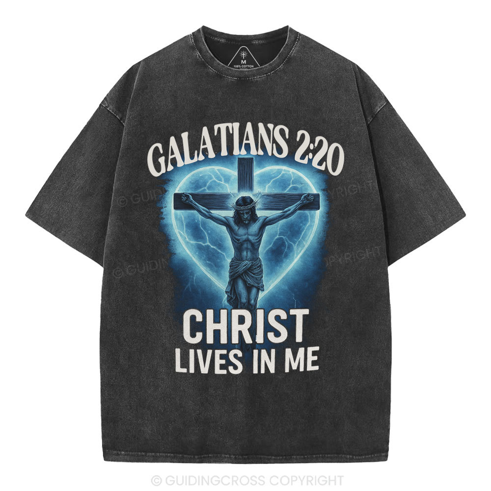 Christ Lives In Me Christian Washed T-Shirt