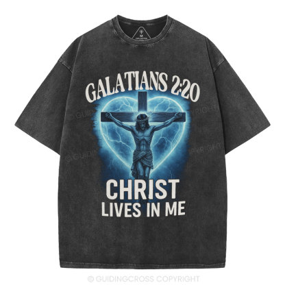Christ Lives In Me Christian Washed T-Shirt