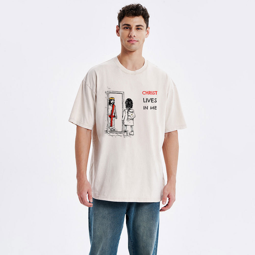 Christ Lives In Me Christian Washed T-Shirt