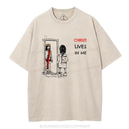 Christ Lives In Me Christian Washed T-Shirt
