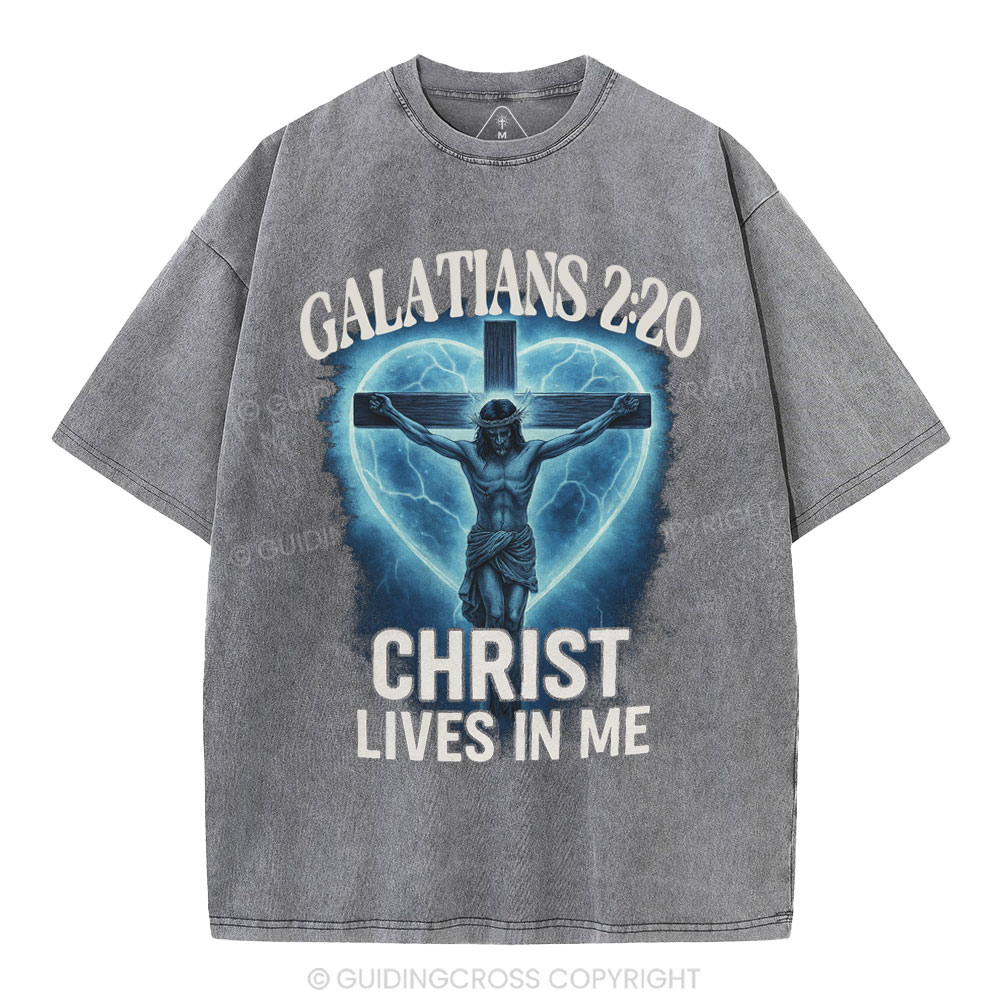 Christ Lives In Me Christian Washed T-Shirt