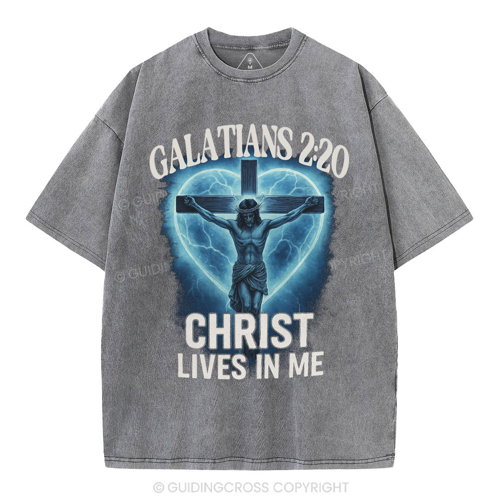 Christ Lives In Me Christian Washed T-Shirt