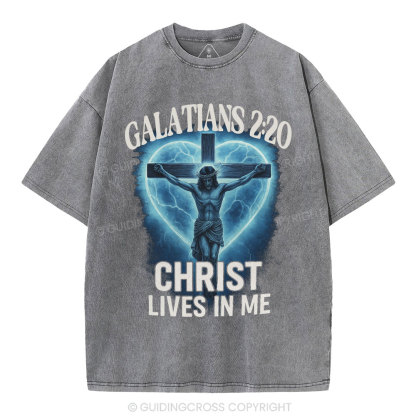 Christ Lives In Me Christian Washed T-Shirt
