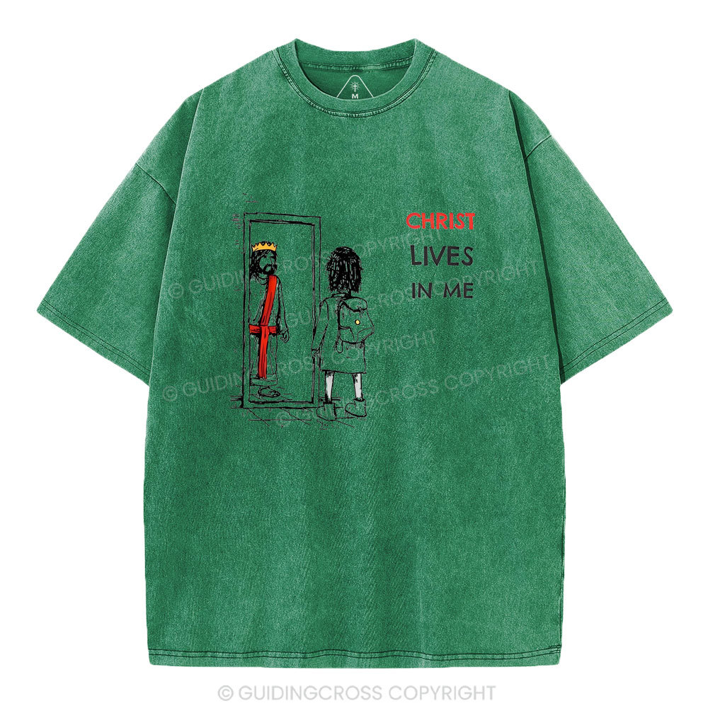 Christ Lives In Me Christian Washed T-Shirt