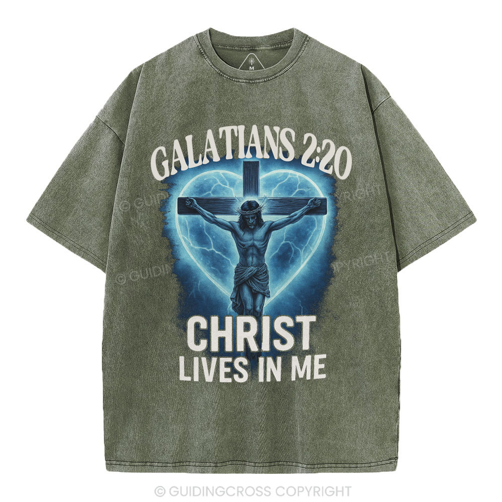 Christ Lives In Me Christian Washed T-Shirt