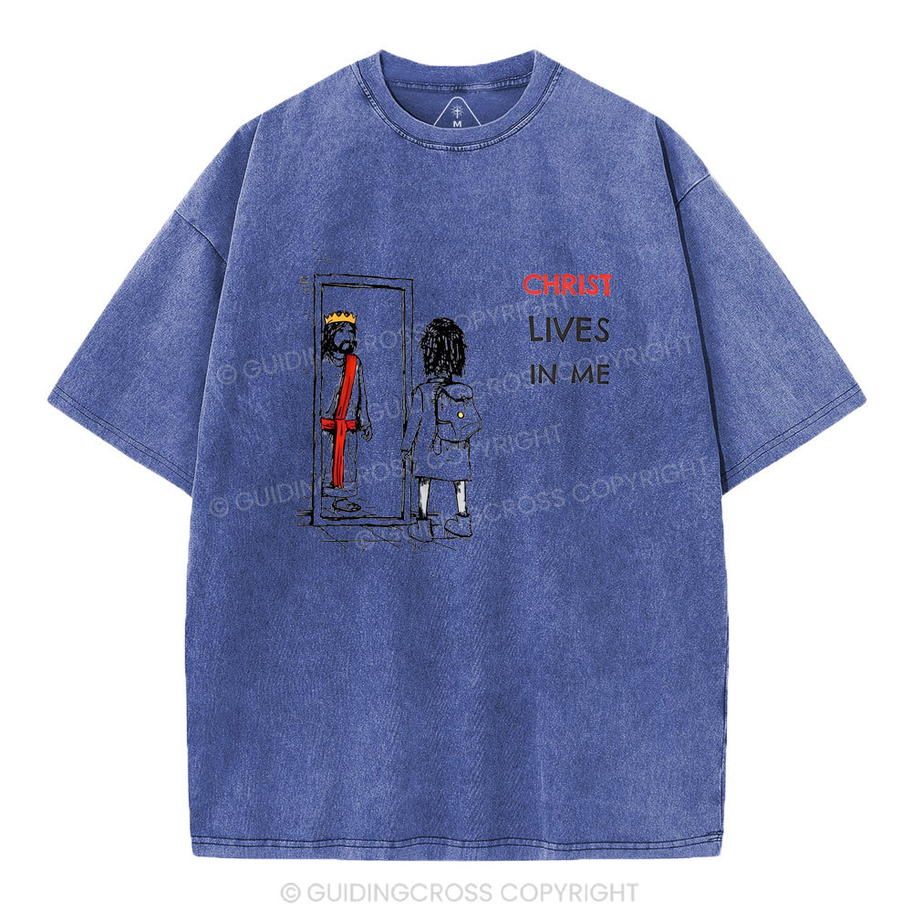 Christ Lives In Me Christian Washed T-Shirt