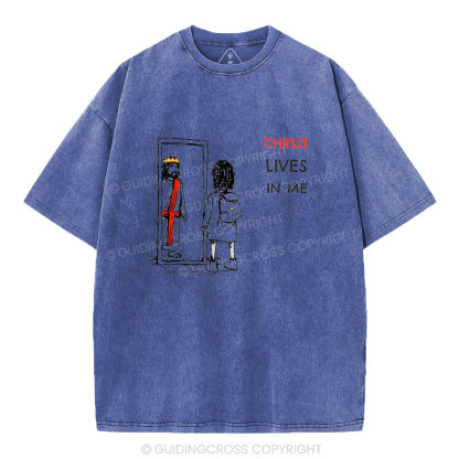 Christ Lives In Me Christian Washed T-Shirt
