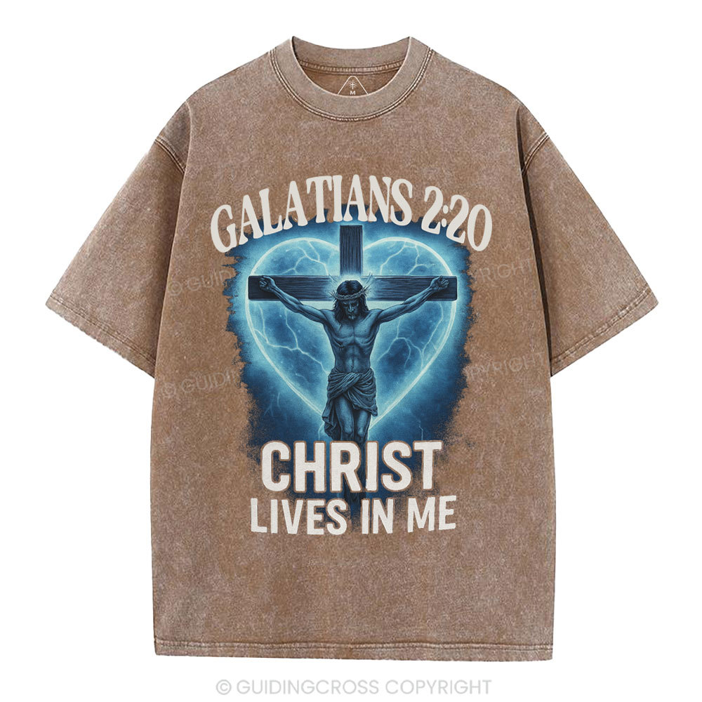 Christ Lives In Me Christian Washed T-Shirt