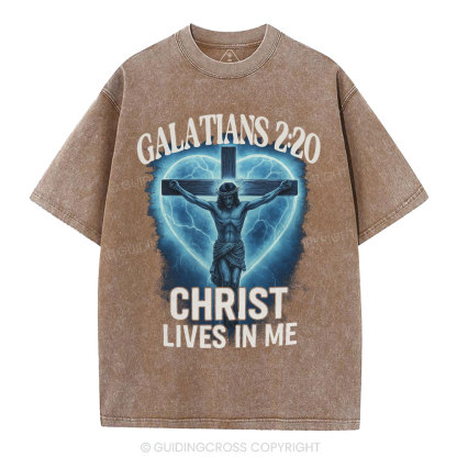 Christ Lives In Me Christian Washed T-Shirt