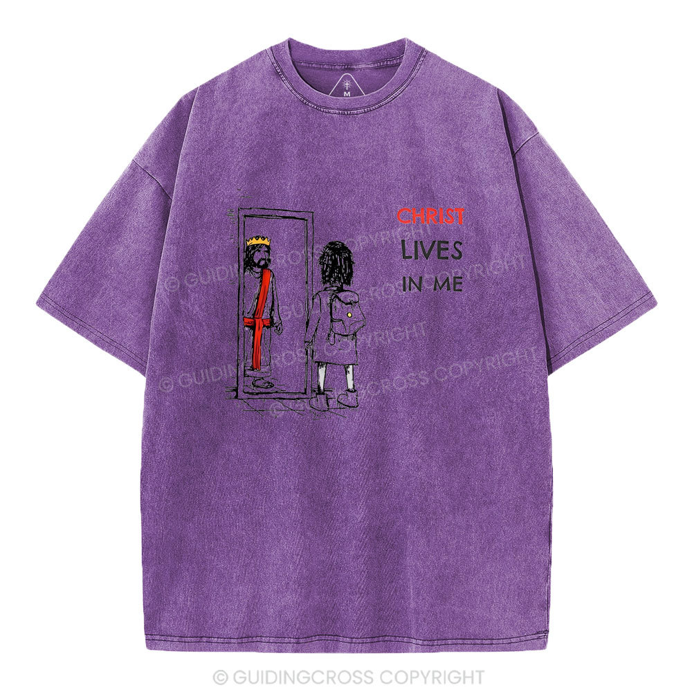 Christ Lives In Me Christian Washed T-Shirt