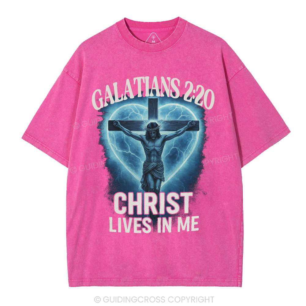 Christ Lives In Me Christian Washed T-Shirt