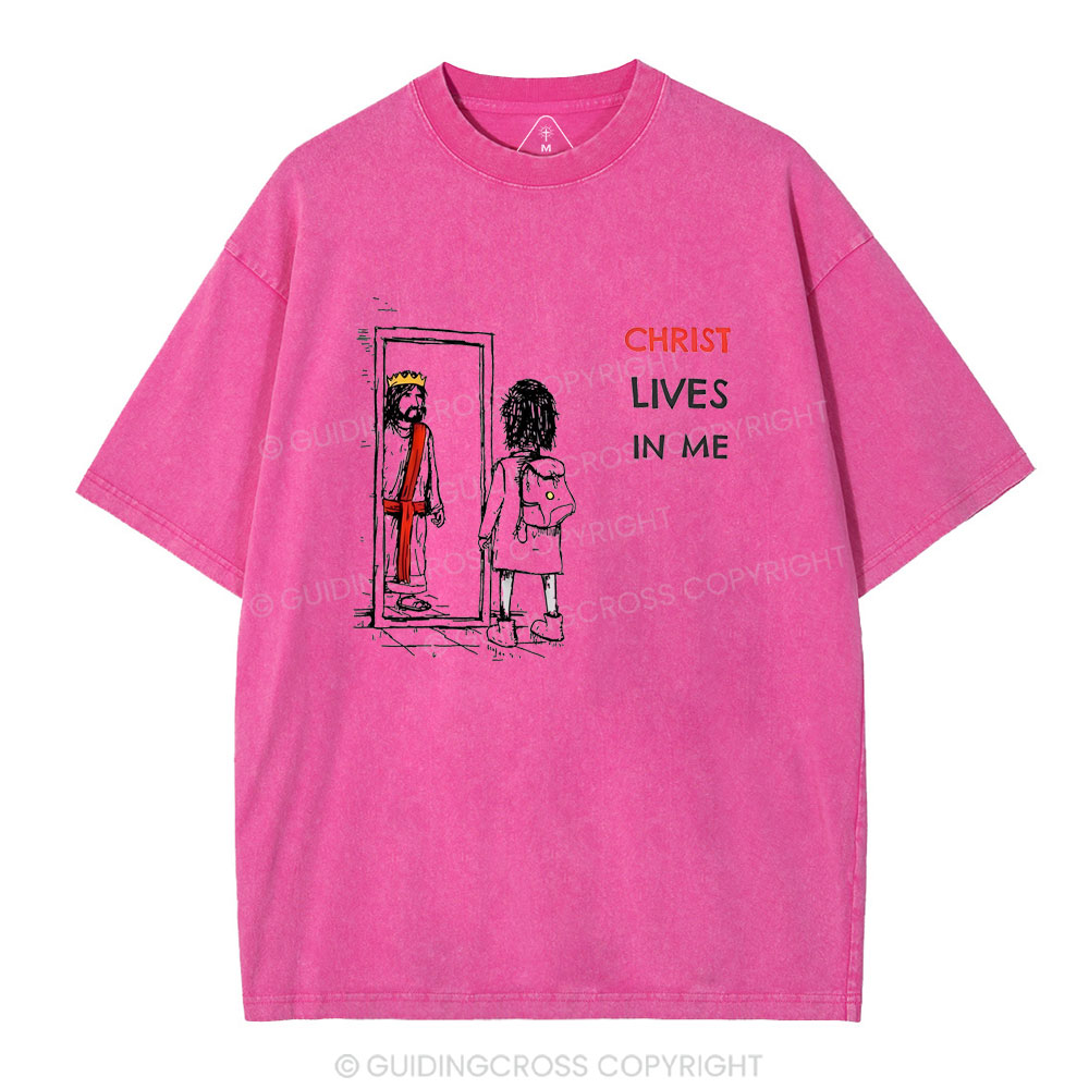 Christ Lives In Me Christian Washed T-Shirt