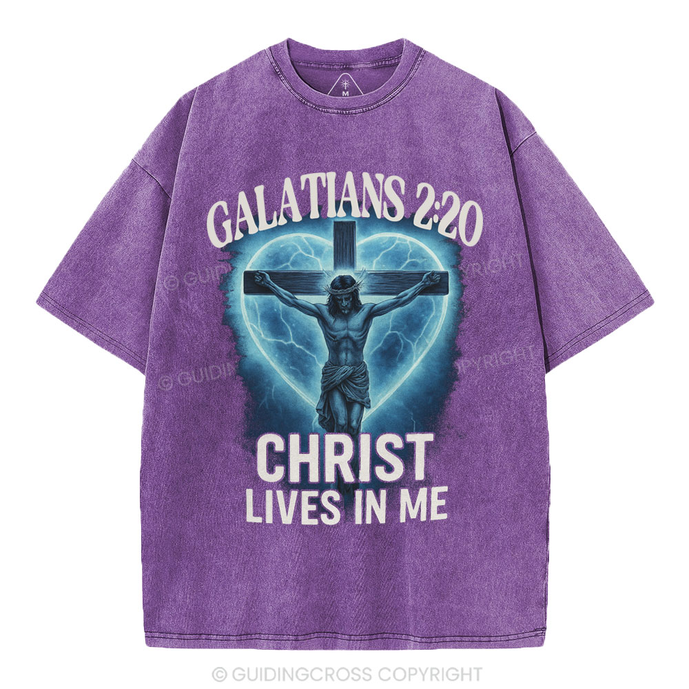 Christ Lives In Me Christian Washed T-Shirt