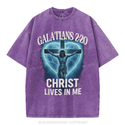 Christ Lives In Me Christian Washed T-Shirt