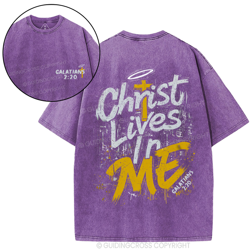 Christ Lives In Me Christian Washed T-Shirt