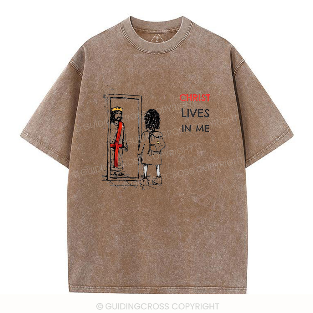 Christ Lives In Me Christian Washed T-Shirt