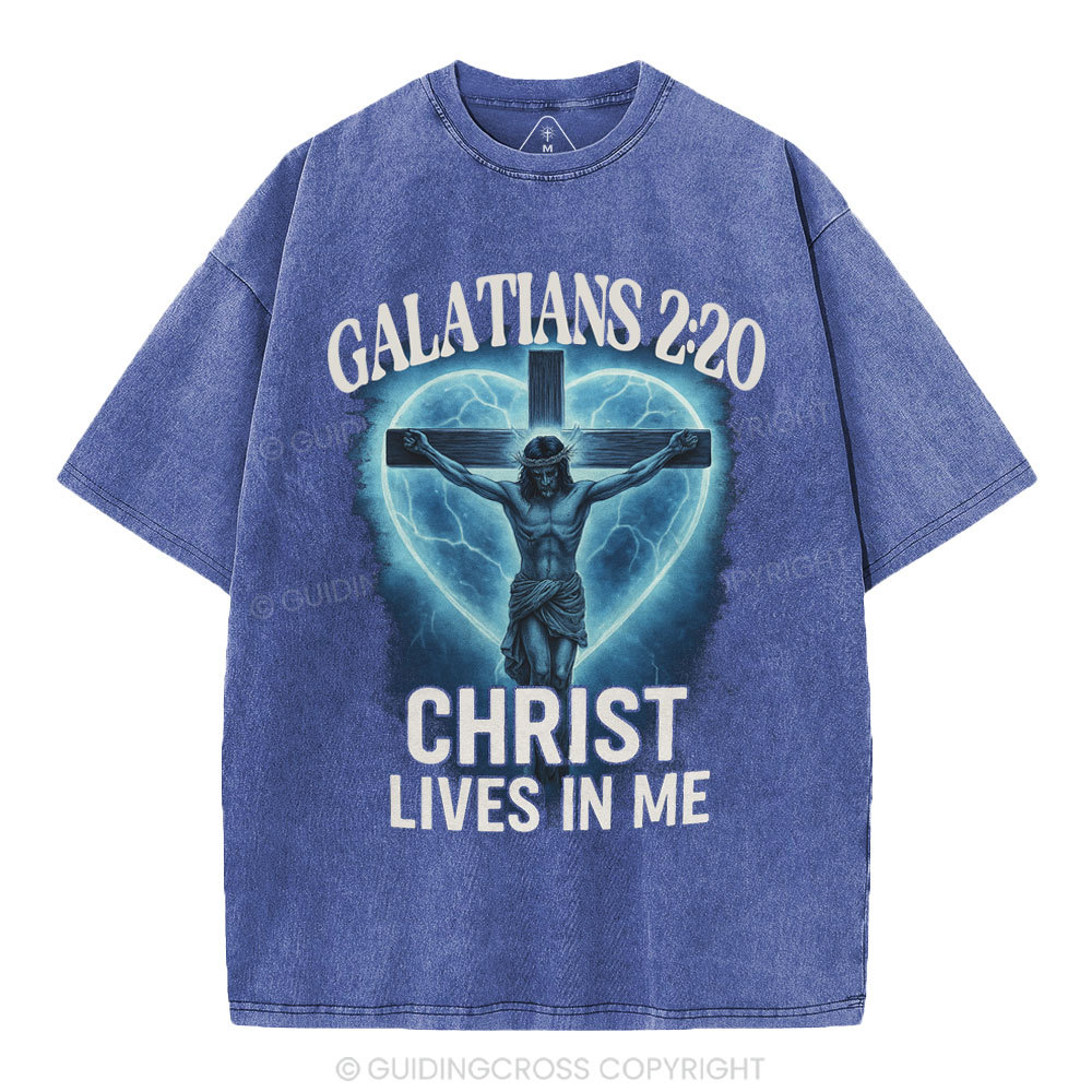 Christ Lives In Me Christian Washed T-Shirt