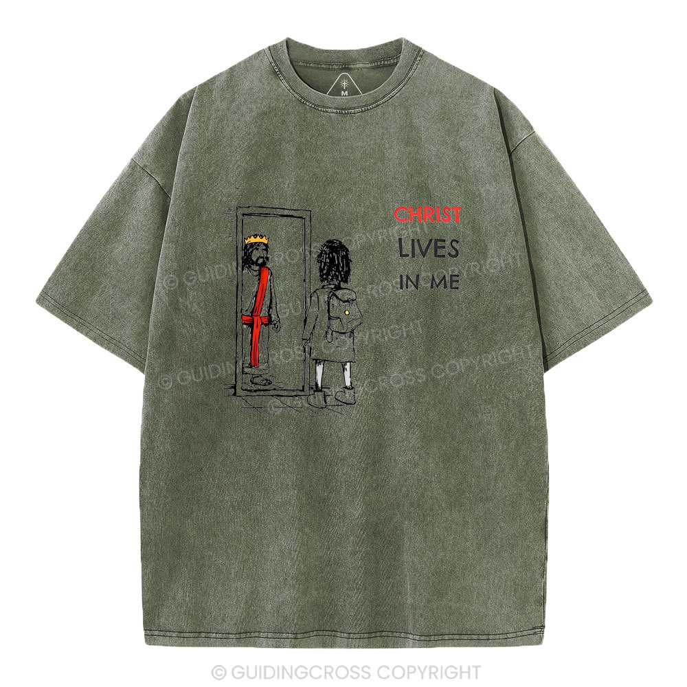Christ Lives In Me Christian Washed T-Shirt