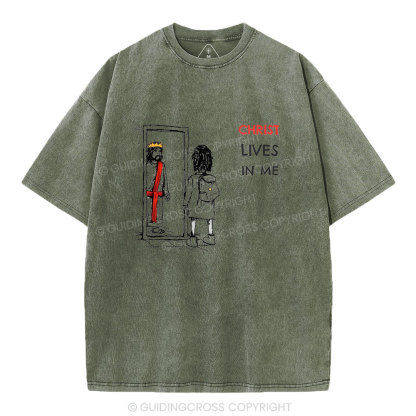 Christ Lives In Me Christian Washed T-Shirt