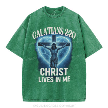 Christ Lives In Me Christian Washed T-Shirt