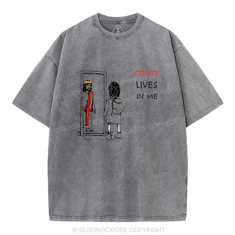 Christ Lives In Me Christian Washed T-Shirt