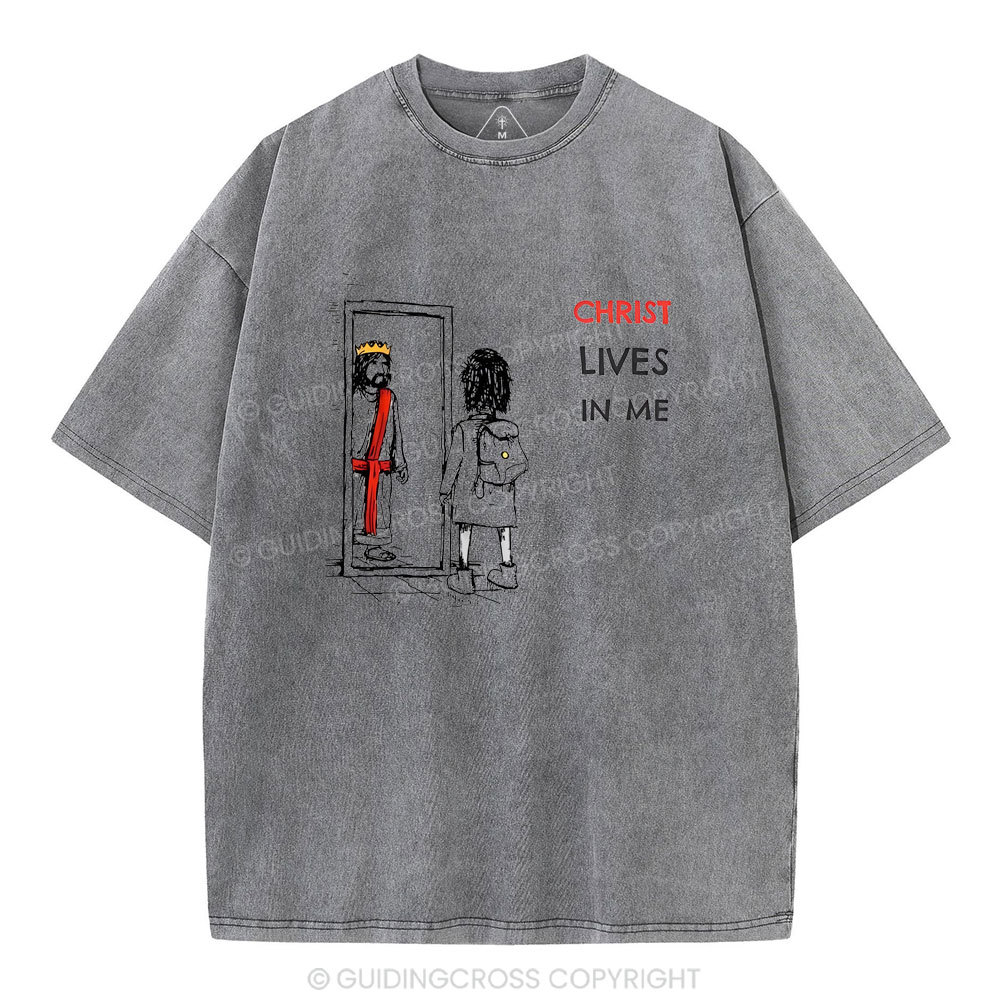 Christ Lives In Me Christian Washed T-Shirt
