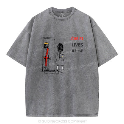 Christ Lives In Me Christian Washed T-Shirt