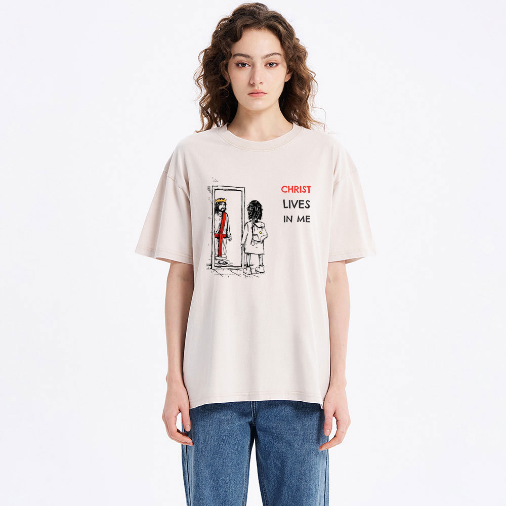 Christ Lives In Me Christian Washed T-Shirt