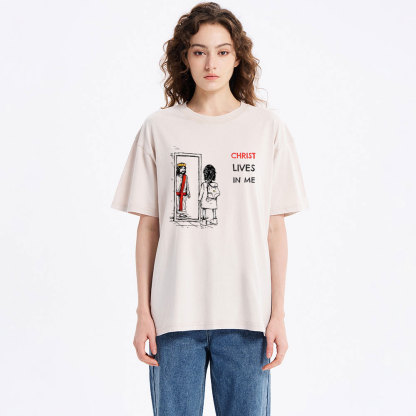 Christ Lives In Me Christian Washed T-Shirt